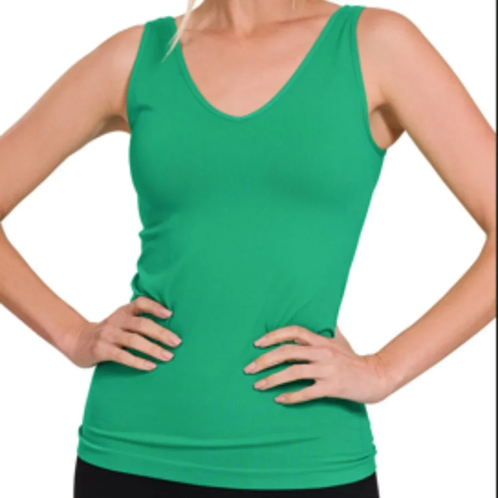 Zenana U or v neck 2-way seamless tank top - Picture 2 of 4